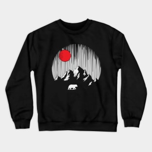 Polar Bear With Red Moon Crewneck Sweatshirt